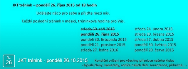 Trénink pro Vás - pondělí 26.10.2015